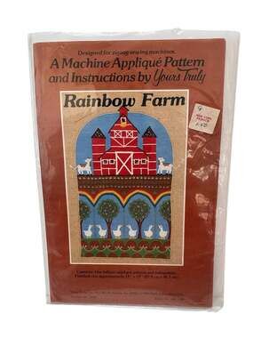 Vintage YOURS TRULY Rainbow Farm Appliqué Sewing Pattern 1980 Cow Duck Barn Tree